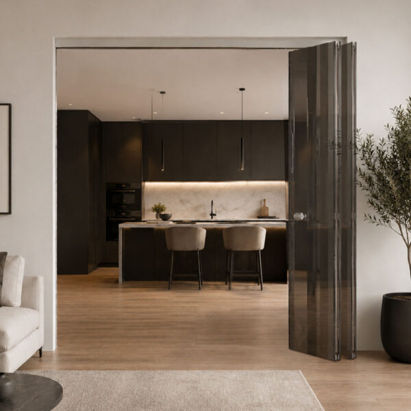 Porta divisoria pieghevole in vetro d'arredo